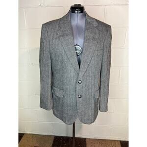 mens blazer herringbone gray black vintage